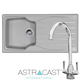 Astracast Sierra 1 Bowl Light Grey Kitchen Sink & Chrome Twin Lever Mixer Tap