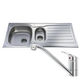 CDA CBS130SS Stainless Steel 1.5 Bowl Kitchen Sink & CDA Single Lever Chrome Tap