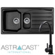 Astracast Sierra 1.5 Bowl Black Reversible Kitchen Sink  & KT6BL Swan Neck Tap