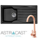 Astracast Sierra 1.0 Bowl Black Reversible Kitchen Sink & KT6CU Copper Mixer Tap