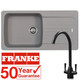 Franke Aveta 1.0 Bowl Stone Grey Reversible Kitchen Sink & KT5BL Black Mixer Tap