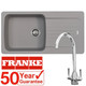 Franke Aveta 1.0 Bowl Stone Grey Reversible Kitchen Sink & KT5CH Chrome Tap