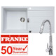 Franke 1.0 Bowl White Reversible Composite Kitchen Sink & Chrome Pull Out Tap