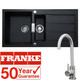 Franke 1.5 Bowl Black Reversible Composite Kitchen Sink & KT6BN Swan Neck Tap