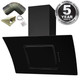 SIA 90cm Black Touch Control Angled Curved Glass Cooker Hood And 3m Ducting Kit