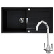 Franke 1.0 Bowl Black Reversible Composite Kitchen Sink & KT5CH Chrome Mixer Tap