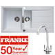 Franke 1.5 Bowl White Reversible Kitchen Sink & KT5CH Chrome Twin Lever Tap