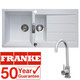 Franke 1.5 Bowl White Reversible Composite Kitchen Sink & KT6BN Swan Neck Tap