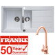 Franke 1.5 Bowl White Reversible Composite Kitchen Sink & KT6CU Copper Mixer Tap