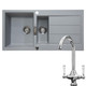 Franke 1.5 Bowl Stone Grey Reversible Composite Kitchen Sink & KT2 Mixer Tap