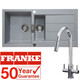 Franke 1.5 Bowl Stone Grey Composite Kitchen Sink & Chrome Pull-out Spray Tap