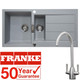Franke 1.5 Bowl Stone Grey Reversible Composite Kitchen Sink & KT5BN Brushed Tap