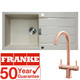 Franke 1 Bowl Coffee Reversible Composite Kitchen Sink & KT3CU Copper Mixer Tap
