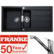 Franke 1.5 Bowl Black Reversible Kitchen Sink w/ Waste & Chrome Single Lever Tap