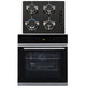 SIA BISO6SS 60cm Black Single Electric True Fan Oven & 4 Burner Gas On Glass Hob