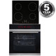 SIA BISO11SS 60cm Black Single Electric True Fan Oven & 4 Zone 13A Induction Hob