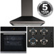 Black Touch Control 10 Function Single Fan Oven, 4 Burner Gas Hob & Chimney Hood