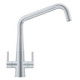 Franke Cristallo Silk Steel U-Spout Twin Lever Modern Monobloc Kitchen Mixer Tap