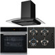 Black Touch Control 10 Function Single Fan Oven, 4 Burner Gas Hob & Curved Hood