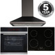Black Touch Control Pyrolytic Single Fan Oven, 60cm Induction Hob & Chimney Hood