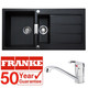 Franke 1.5 Bowl Black Reversible Composite Kitchen Sink & Chrome Mixer Tap