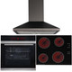 Black Touch Control 13 Function Single Fan Oven, 60cm Ceramic Hob & Cooker Hood