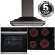 Black Touch Control 13 Function Single Fan Oven, 60cm Ceramic Hob & Cooker Hood