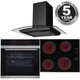 Black Touch Control 13 Function Single Fan Oven, 60cm Ceramic Hob & Curved Hood