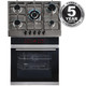 SIA BISO12PSS 60cm Black Pyrolytic Single Electric Oven & 5 Burner Steel Gas Hob