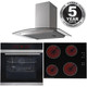 Black Pyrolytic Touch Control Single Fan Oven, 60cm Ceramic Hob & Curved Hood