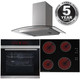 Black 13 Function Touch Control Single Fan Oven, 60cm Ceramic Hob & Curved Hood