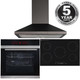 Black 13 Function True Fan Single Oven, 5 Zone Induction Hob & Chimney Extractor