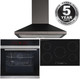 Black Pyrolytic True Fan Single Oven, 5 Zone Induction Hob & Chimney Extractor