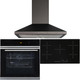 Black 10 Function Touch Control Single Oven, 5 Zone Ceramic Hob & Chimney Hood