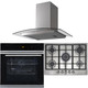 10 Function Single Oven, 70cm 5 Burner Stainless Gas Hob & Curved Cooker Hood