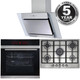 13 Function Single Oven, 70cm 5 Burner Stainless Gas Hob & Angled Cooker Hood