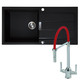 Franke 1.0 Bowl Black Reversible Composite Kitchen Sink & Red Flexible Mixer Tap