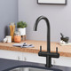 SIA 1.0 Bowl Grey Composite Reversible Inset Kitchen Sink & KT3BL Black Tap