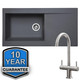 SIA 1.0 Bowl Grey Composite Reversible Inset Kitchen Sink & KT3BN Mixer Tap