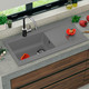 SIA 1.0 Bowl Grey Composite Reversible Inset Kitchen Sink & KT4CH Pull-out Tap