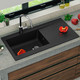 SIA 1.0 Bowl Black Composite Reversible Inset Kitchen Sink & KT1 Chrome Tap