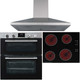 SIA 60cm Stainless Steel Double Built Under Oven, 4 Zone Ceramic Hob & Extractor