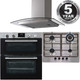 SIA 60cm Stainless Steel Built Under Oven, 4 Burner Gas Hob & Curved Extractor