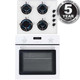 SIA 60cm White Single Electric True Fan Kitchen Oven & 4 Burner Gas On Glass Hob