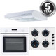 SIA 60cm White Single Fan Oven, 4 Burner Gas Hob & Slimline Visor Cooker Hood