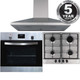 SIA 60cm Stainless Steel Digital Single Fan Oven, 4 Gas Burner Hob & Extractor