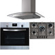 SIA 60cm Stainless Steel Digital Single Fan Oven, 5 Burner Gas Hob & Curved Hood