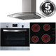 SIA 60cm Stainless Steel Digital Single Oven, 4 Zone Ceramic Hob & Curved Hood