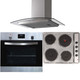 SIA 60cm Stainless Steel Digital Single Fan Oven, 4 Zone Plate Hob & Curved Hood