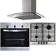 SIA SO113SS 60cm Stainless Steel Single Fan Oven, 4 Gas Burner Hob & Curved Hood